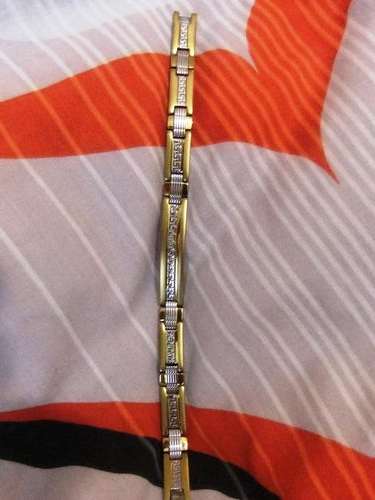 EXCLUSIVE DESIGNER WHITE AND YELLOW GOLD PLATED 10 MM WIDE BRACELET