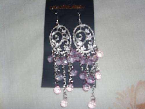 HIGH FASHION SILVER EARRINGS WITH LIGHT PURPLE BEADS