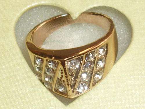 EXCLUSIVE DESIGNER GOLD FUSION RING WITH 14 CZ DIAMANTE SIZE 17