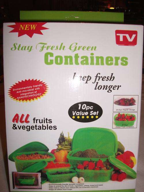 STAY FRESH 10 PIECE  KEEP FRESH LONGER GREEN CONTAINERS