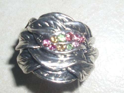 ADJUSTABLE SILVER COATED RING WITH STUNNING GEMS ADDED