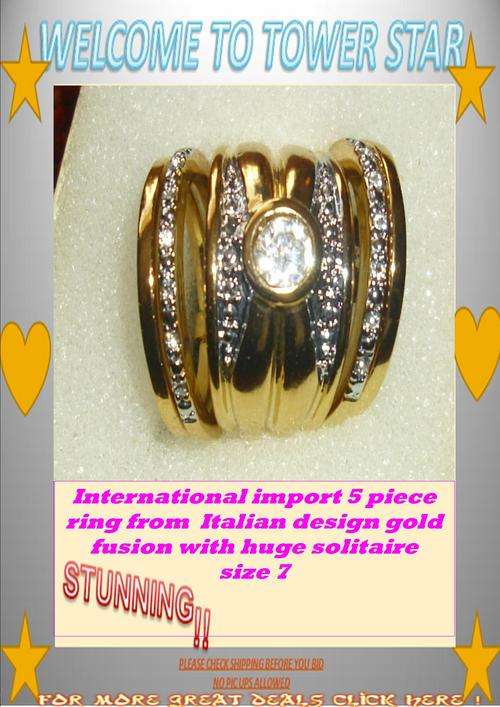 INTERNATIONAL IMPORT ITALIAN DESIGN 5 PIECE GOLD FUSION RING SIZE 7