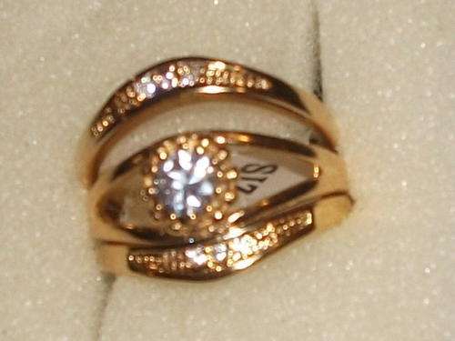 NEW!!!! INTERNATIONAL IMPORTED GOLD FUSION 3 PIECE RING SIM DIAM ADDED IN A STUNNING SETTING SIZE 8