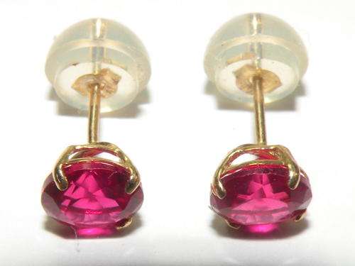 NEW ITEM SPECIAL SOLID 9K GOLD STUD EARRINGS WITH AAA 4MM RED CZ STONE WITH SILICONE BACKING