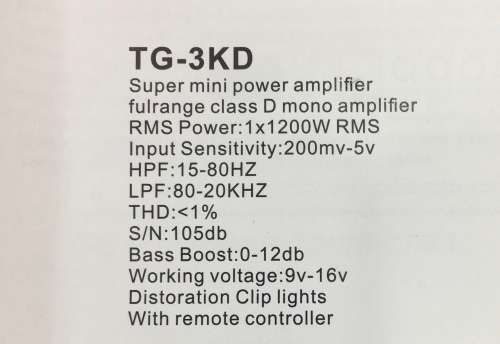 TARGA TG-3KD CAR AMP MONOBLOCK 1200W RMS