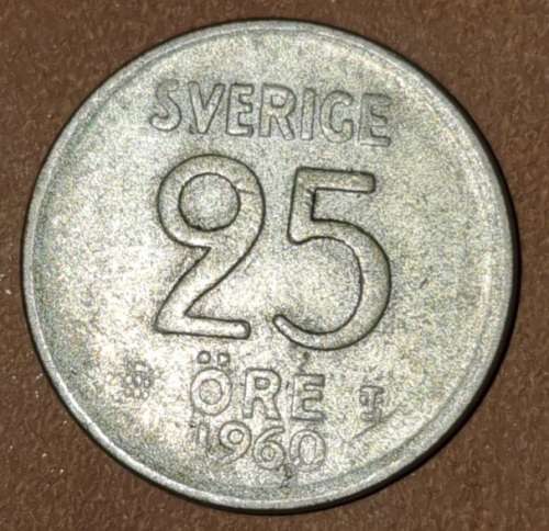 ***$$$SILVER COIN!!!*** Sweden: 25 Ore 1960