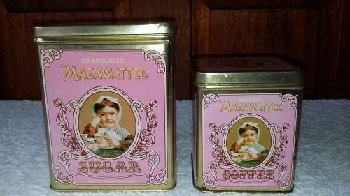 MAZAWATTEE COFFEE & SUGAR BILINGUAL TINS; CAMEO COLLECTION