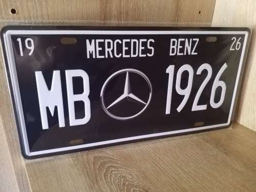 MERCEDES - BENZ 1926 MEMORABILIA EMBOSSED METAL NUMBER PLATE HANGING SIGN - NEW!