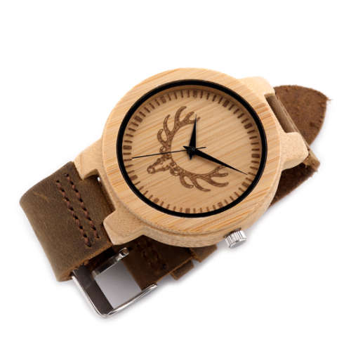 BOBO BIRD BAMBOO WOOD WATCH WITH LEATHER STRAP
