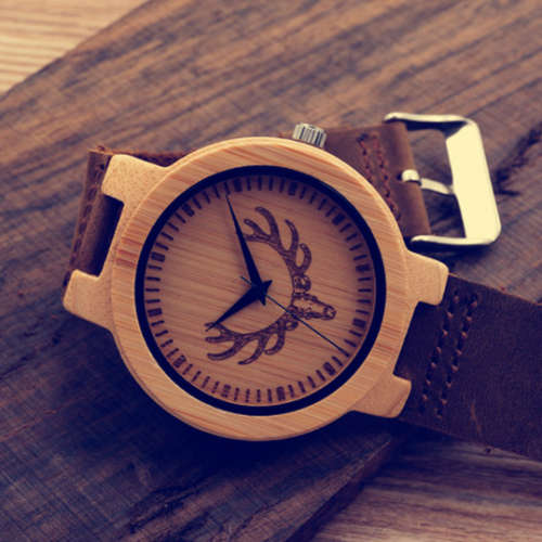BOBO BIRD BAMBOO WOOD WATCH WITH LEATHER STRAP