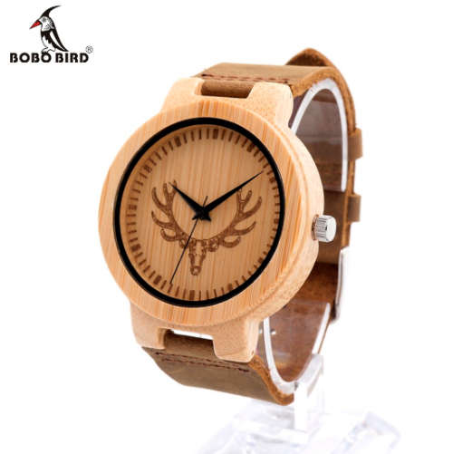 BOBO BIRD BAMBOO WOOD WATCH WITH LEATHER STRAP