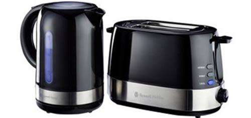 Russell Hobbs Glossy black body kettle and toaster combo