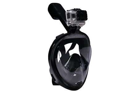 Full Face Snorkelling Mask with GoPro Action Camera Mount - Black