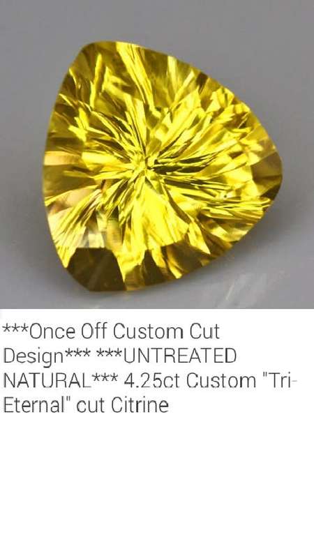 UNTREATED NATURAL 4.25ct Custom "Tri-eternal" cut Citrine
