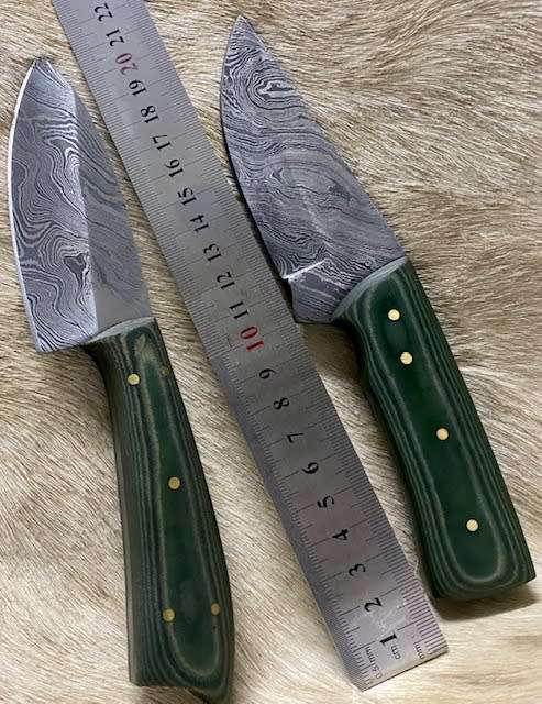 Damascus Hunter and Skinner Knives (lot of 2)