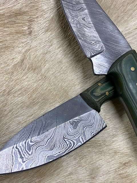 Damascus Hunter and Skinner Knives (lot of 2)