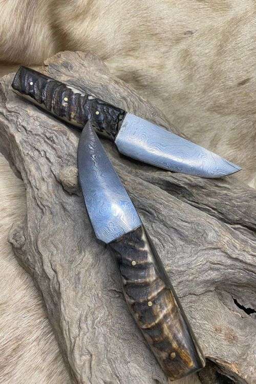 Damascus Hunter / Skinner Knives (lot of 2)
