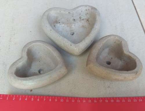 Set of 3 Heart Concrete Succulent Planters