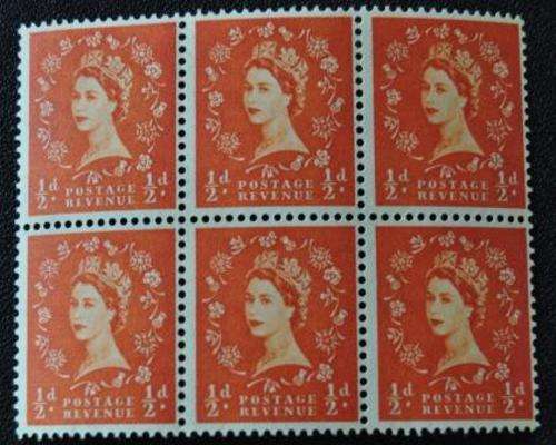 GREAT BRITAIN QUEEN ELIZABETH II 1/2d BLOCK L/H/M