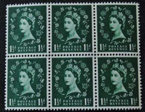 GREAT BRITAIN QUEEN ELIZABETH II 11/2d BLOCK M/L/H