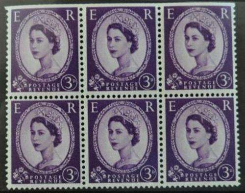 GREAT BRITAIN QUEEN ELIZABETH II - 3d BLOCK OF STAMPS - L/H/M