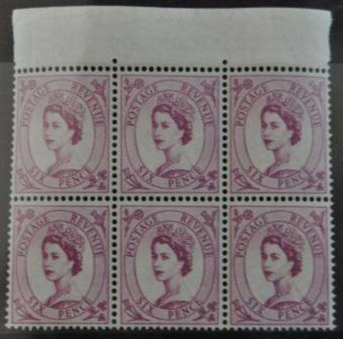 GREAT BRITAIN QUEEN ELIZABETH II - 6p BLOCK OF STAMPS - L/H/M