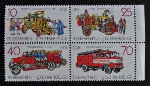 GERMANY DDR 1987- THEMATICAL FIRE BRIGADE SET - BLOCK OF 4 - MNH