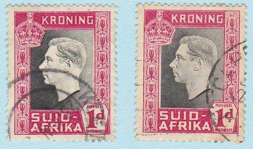 South Africa  1d stamps Afr.  (2 stamps 1937 Kroning)