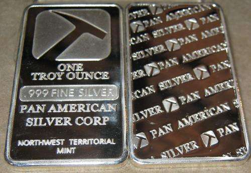 !!FREE SHIPPING!! 1Troy oz .999 Pan American Silver-plated bullion bar
