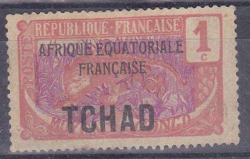 Republique Francaise 1c-Overprint AFRIQUE EQUATORIALE FRANCAISE TCHAD (UM)