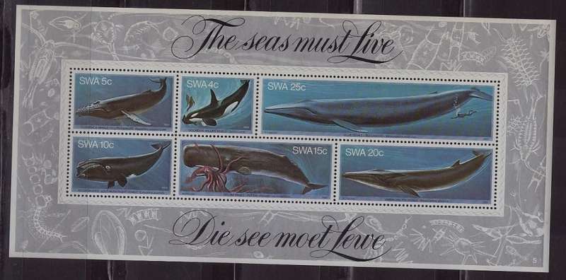 South West Africa - Whales 1980 Mini Sheet UMM CV R196.00