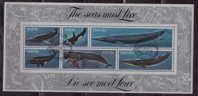 South West Africa - Whales 1980 Mini Sheet UMM CV R196.00