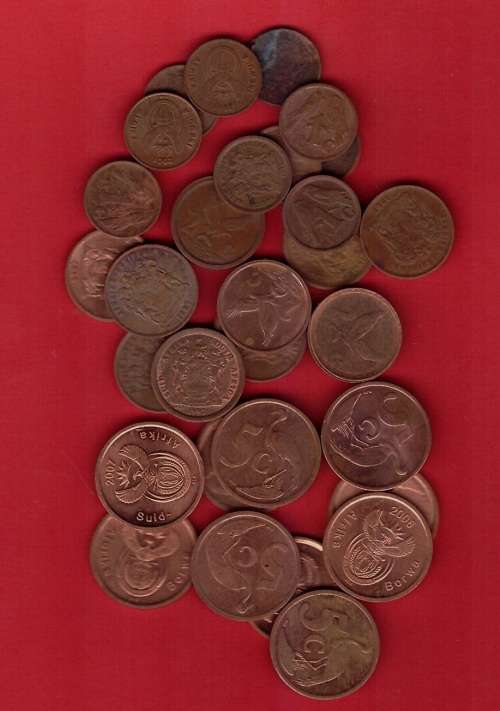 South Africa 10 x 1cents  10 x 2cents and 10 x 5cents (Bid per coin
