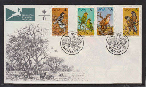 SWA - FDC 6 - ISSUED 13.2.1974 - RARE BIRDS OF SWA   CV R135