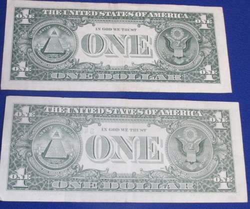2x1 USA Dollars 1A and 2B Lovely Item