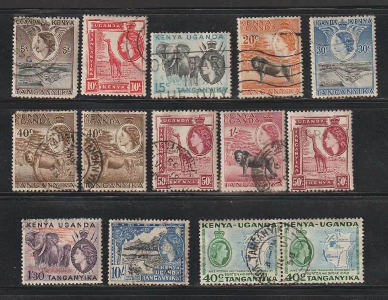 Kenya, Uganda and Tanganyika Queen Elizabeth II and Landscapes Lot (Great CV)