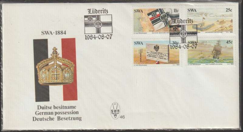 SWA-FDC NO 46 The 100th Anniversary of Colonization of Southwest Africa by Germany 1984