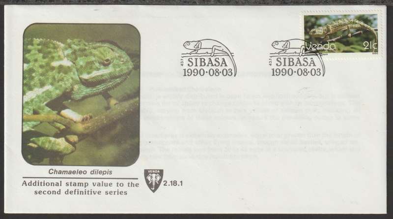 Venda FDC No 2.18,1 Reptiles 1989
