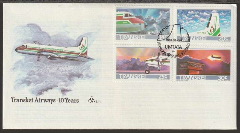 Transkei FDC No 2.11 The 10th Anniversary of Airline Transkei Airways 1987