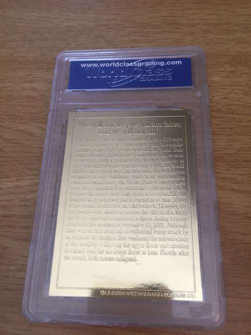 REMEMBER 9/11 TWIN TOWERS GEM MT-10 23KT REAL GOLD CARD