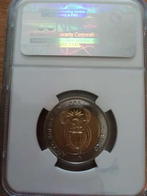 MS 67 HIGH GRADE 2008 MANDELA BIRTHDAY R5 COIN