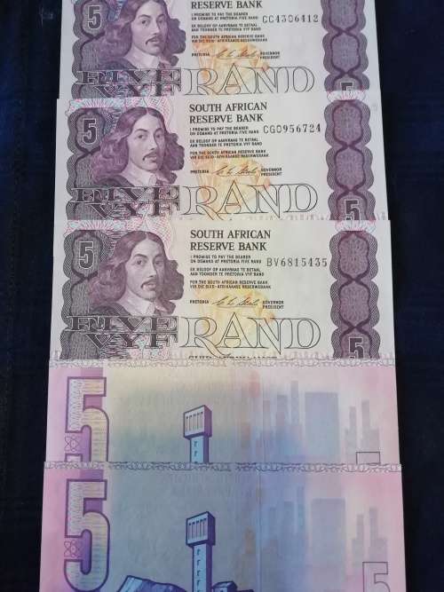 BRAND NEW OLD SOUTH AFRICAN R5 NOTES UNCIRCULATED