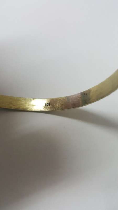 Estate Jewellery, 9CT gold bangle. 65mm diam weight 6mm Wide WEIGHT 9.6 Grams