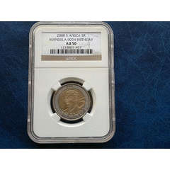 AU50 - ABOUT UNCIRCULATED: NELSON MANDELA 90th BIRTHDAY 2008 R5 COIN AU 50