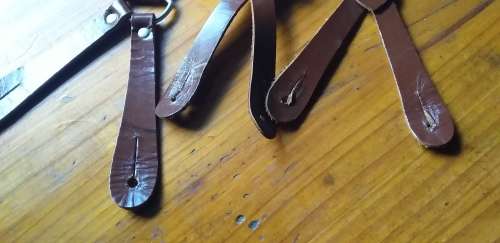 Vintage Police Brace Elastic/Leather Button Suspenders.