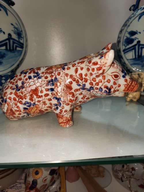 Vintage Imari Porcelain Pigs x 2