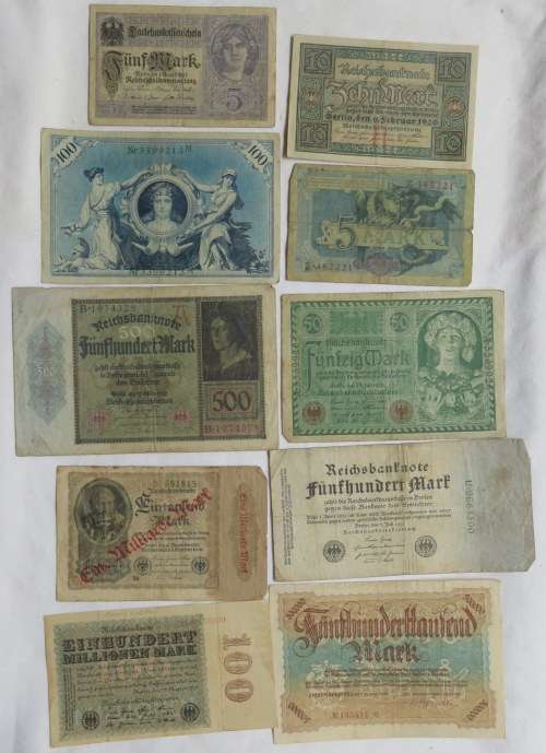 GERMAN WAR PERIOD NOT GELD DATED-1908/1904/1917/1920/1922 & 1923-10 IN TOTAL
