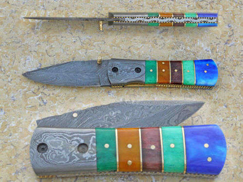Hand Made Damascus Steel full tang folding knife