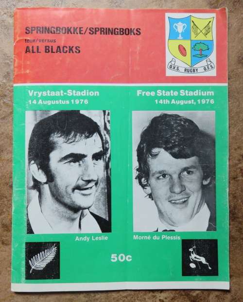 SPRINGBOKS VERSUS ALL BLACKS-FREE STATE STADIUM 1976-PROGRAM