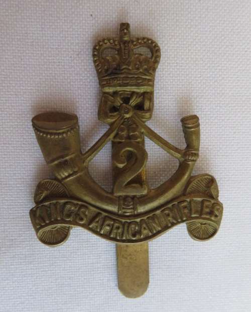 2ND KINGS AFRICAN RIFLES(NYASALAND)Q/S CAP BADGE- SLIDER MAKER STAMPED